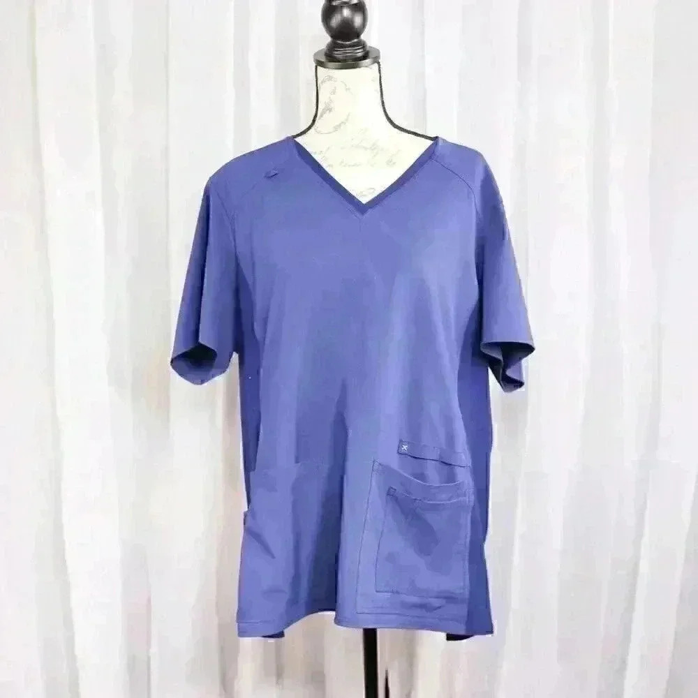 Navy Blue  3XL Cherokee Scrubs iflex V Neck Knit Panel Top CK605 NAV